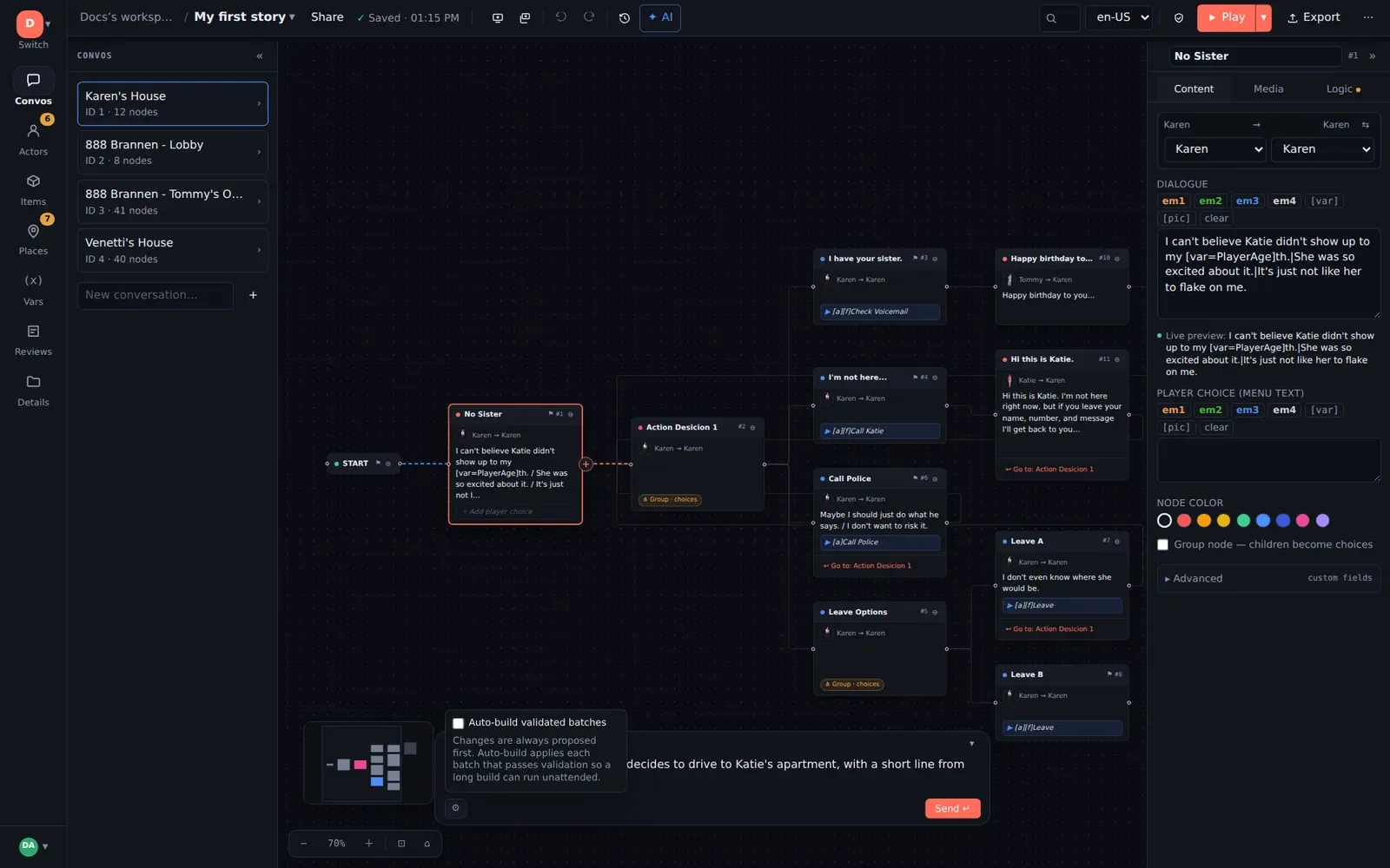 Build options: auto-build validated batches