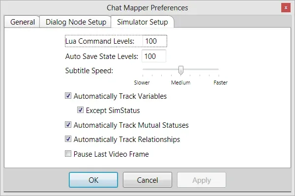 Simulator preferences